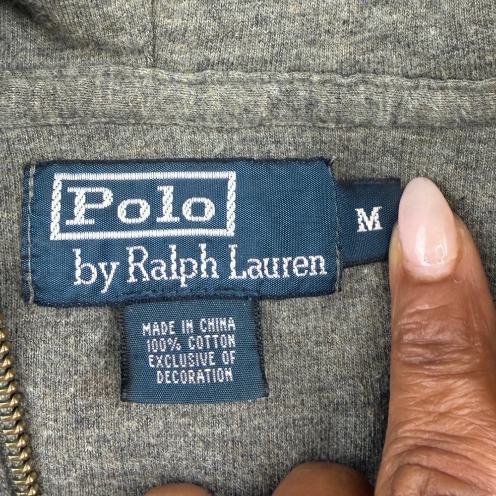 Polo Ralph Lauren Full Zip Hoodie Mens M Brown Classic Pony Logo Sweatshirt - Picture 4 of 7